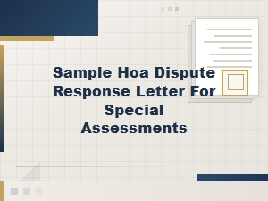 Sample Hoa Response Letter for Special Assessments